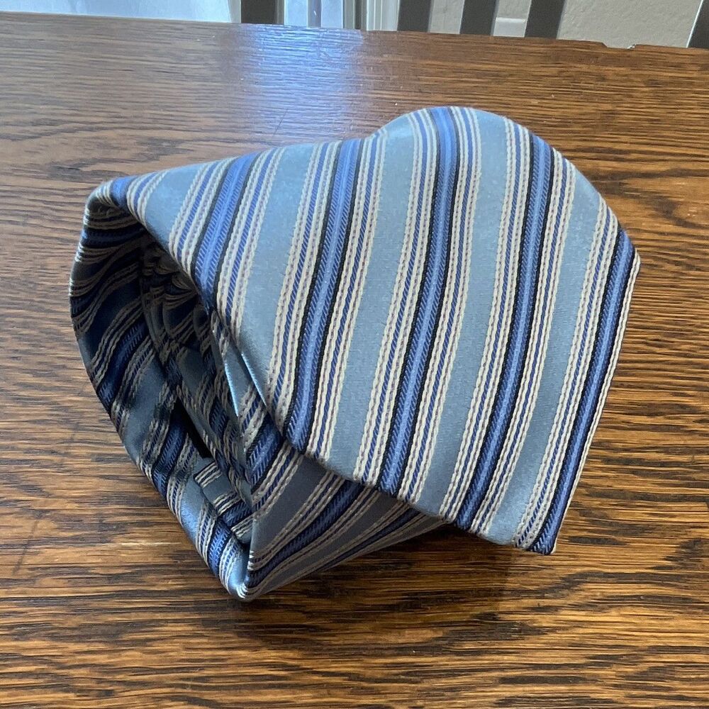 Stefano Ricci Men’s Blue Striped Woven Silk Designer Tie Made in Italy